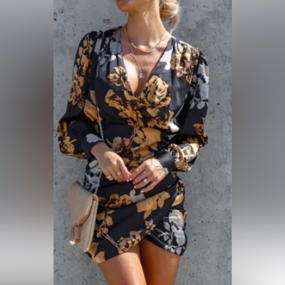 VICI Black floral mini dress